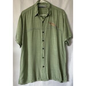 R S Island Inspired Resort Wear Sailing Marlin Fishing Linen Blend Dress Shirt M